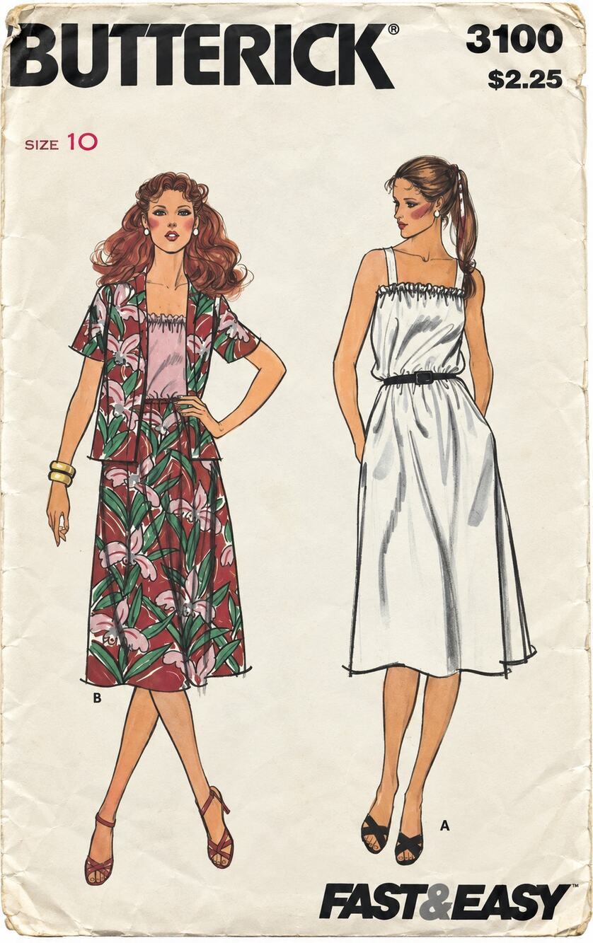 Vintage Butterick Fast Easy Jacket Sundress Sewing Pattern #3100 Size 10 Cut